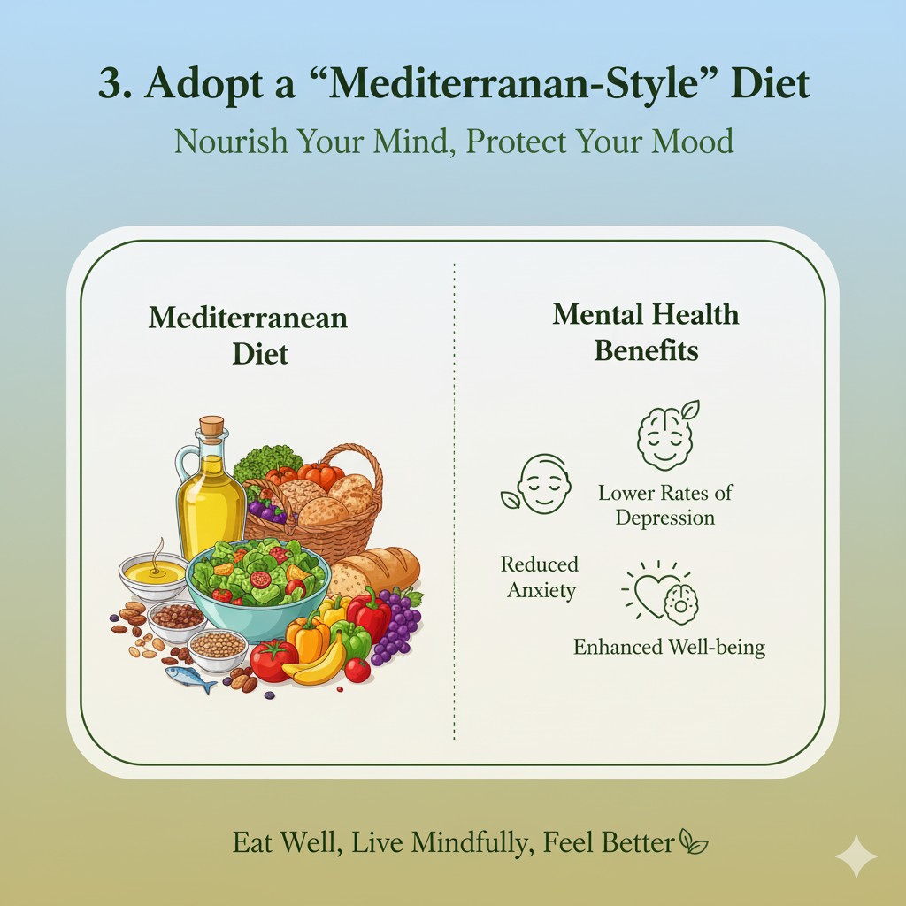 3 adopt a mediterranean style diet